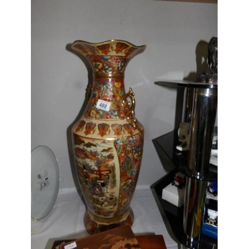 488 - A mid-late 20th century Japanese Satsuma style vase, 24'' tall.  (collect only)