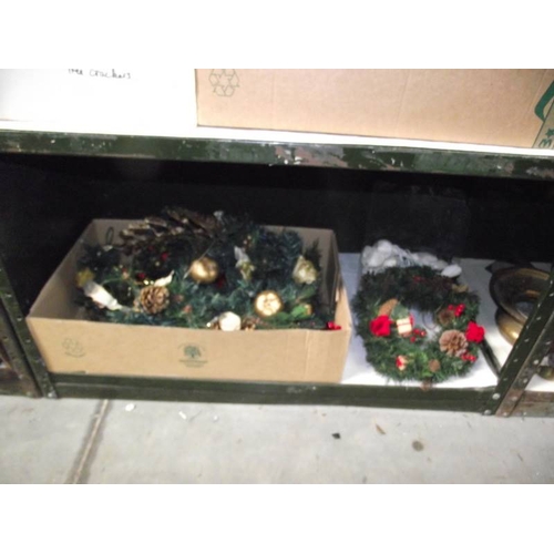 309 - 4 shelves of Christmas decorations including vintage.