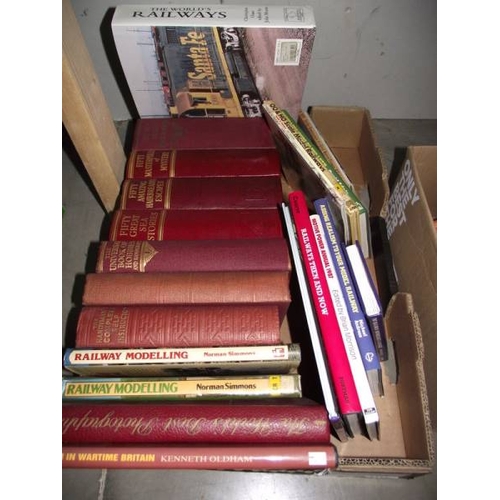 403 - A selection of books on railways and trains etc. in 4 boxes