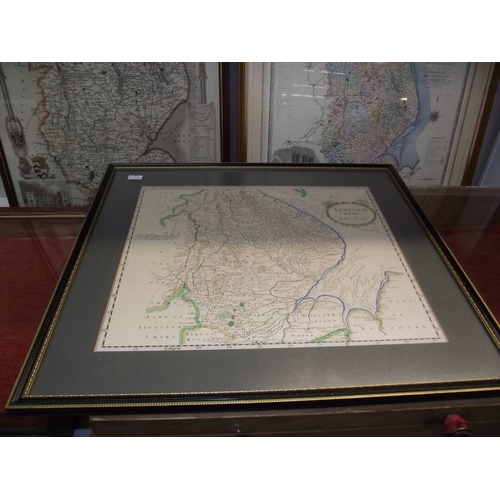 429 - 3 framed and glazed maps of Lincoln and Lincolnshire