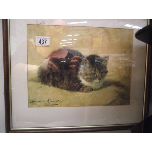 437 - A framed and glazed print of 'A Pretty Kitten' after Henriette Ronner-Knip' 1821-1909