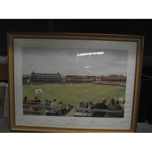 449 - A limited edition framed and glazed print by Arthur Weaver 'Centenary Test' England v Australia at L... 