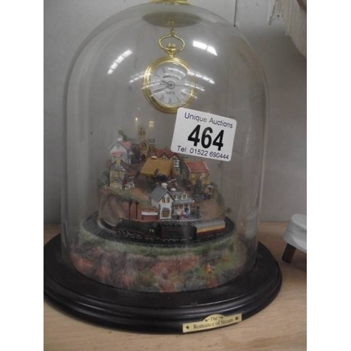 464 - Flying Scotsman village clock 'The Romance of steam' and a lead crystal table lamp