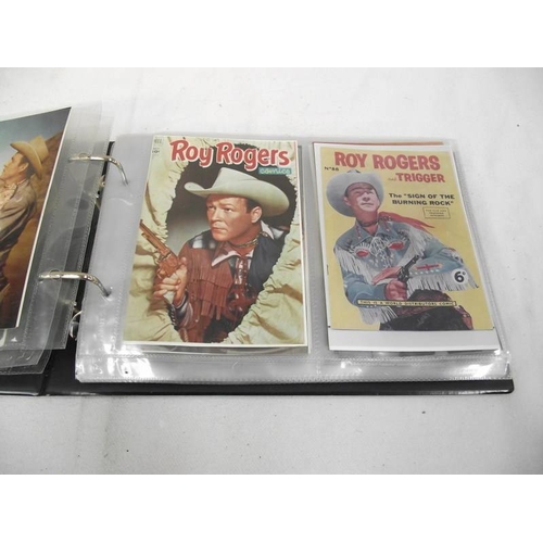 561 - An interesting collection of Roy Rogers related badges, postcards etc.,