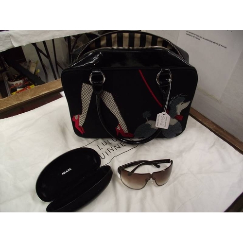 540B - A Lulu Guinness orginal designer handbag with dust cover and a pair of Givenchy original sunglasses ... 