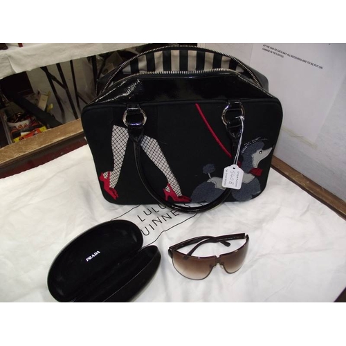 540B - A Lulu Guinness orginal designer handbag with dust cover and a pair of Givenchy original sunglasses ... 