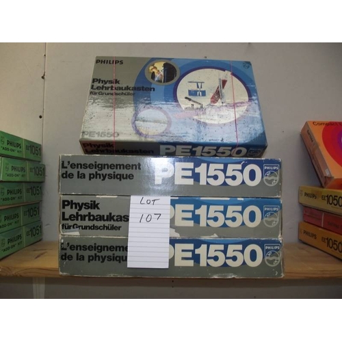 107 - 4 Philips Physics kits PE1550 , some components may be missing, being sold as seen. Collect only