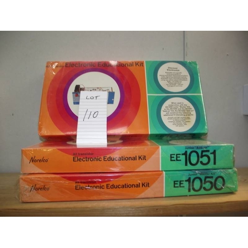 110 - 3 unopened Norelco Electronic Educational kits, EE1050, EE1051 and EE1052. Collect only