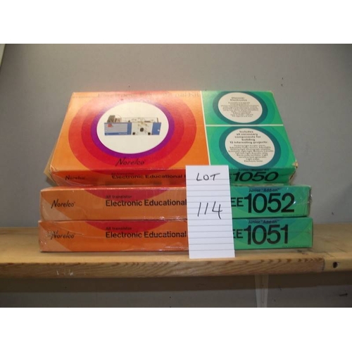 114 - 3 Norelco Electronic Educational kits, EE1050, EE1051 and EE1052. 2 unopened, 3rd may have some comp... 