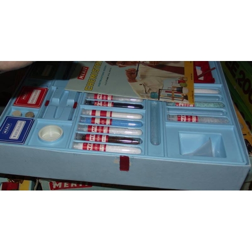 161 - 6 Merit chemistry sets, some components may be missing, being sold as seen. Collect only