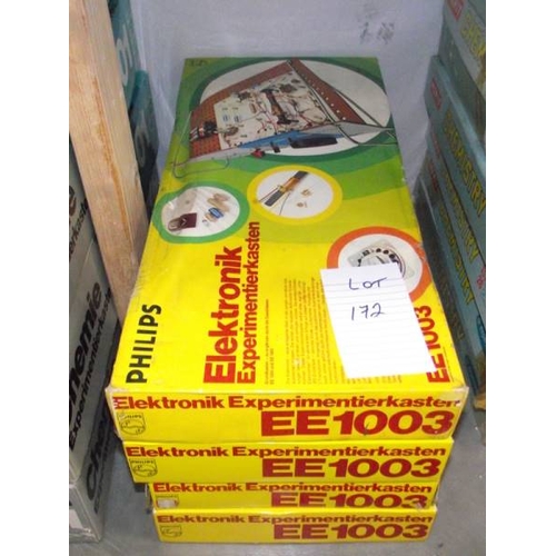 172 - 4 German Philips electronic kits EE1003, some components may be missing, being sold as seen. Collect... 