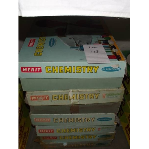 173 - 6 Merit chemistry sets, some components may be missing, being sold as seen. Collect only