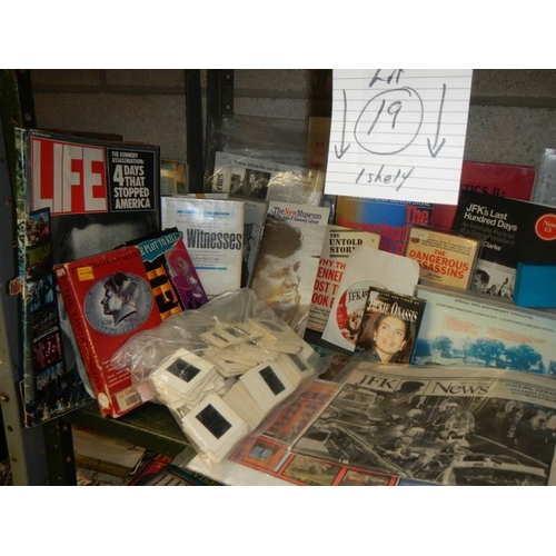 19 - A shelf of mainly J F Kennedy memorabilia,