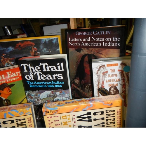 22 - A shelf of items relating to the American Civil War, Notes on North American Indians including books... 