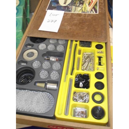 277 - 5 Philips and 1 Norelco mechanical engineer kits  in wooden boxes (1 box is empty) ME1200,  some com... 