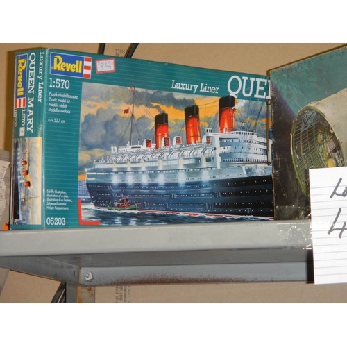 49 - 3 Revell model kits being Queen Mary Liner and 2 Gemini capsules.