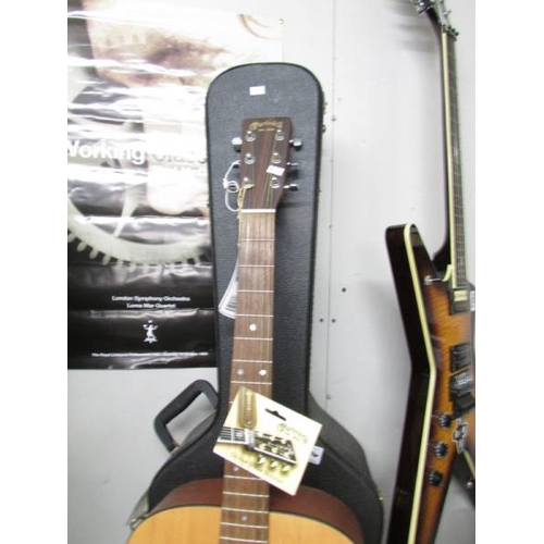 3414 - A Martin & Co., 6 string acoustic guitar with hard case.