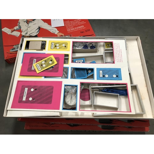 397 - 4 Waddingtons electronic science kits, missing some components, no.332, so being sold as seen, colle... 