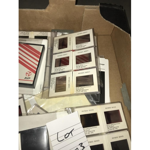 403 - A box of audio learning ltd. Physics series slides with audio cassettes