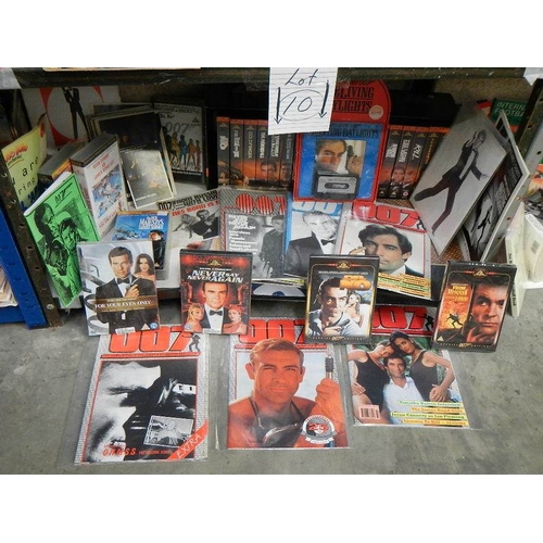 10 - One shelf of James Bond 007 pictures, magazines, CD's etc.,