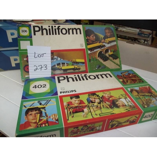 273 - 2 Philips Philifarm building brick sets No 306 and 402, many pieces, unchecked so being sold as seen... 