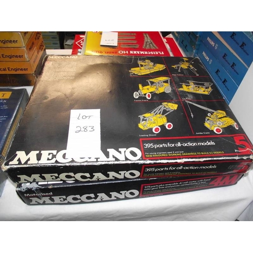 283 - Meccanno set 4A & 5, both have many pieces but are unchecked,  so being sold as seen