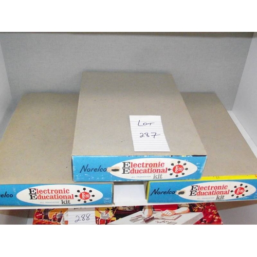 287 - 3 Norelco electronic kits EE20, not selaed but all appear complete,  being sold as seen, collect onl... 