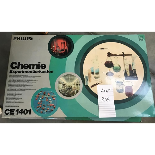 316 - 2 Philips (German) chemistry kits CE1401, may be missing some components, so being sold as seen, col... 