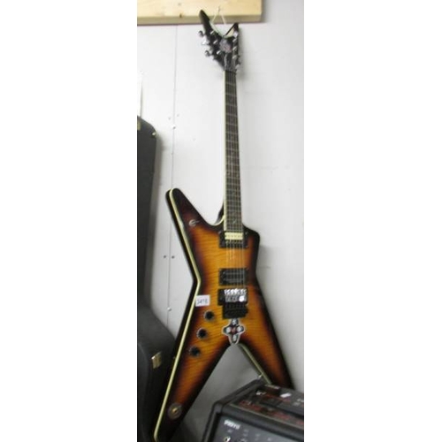 3416 - A left hand Dimebag Darrell special edition Dean Flying V guitar with hard case.