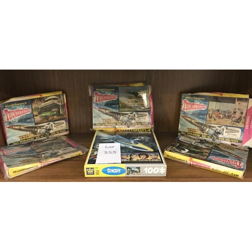 355 - 5 Waddingtons Thunderbirds jigsaws, completeness unknown and a Stingray jigsaw factory sealed