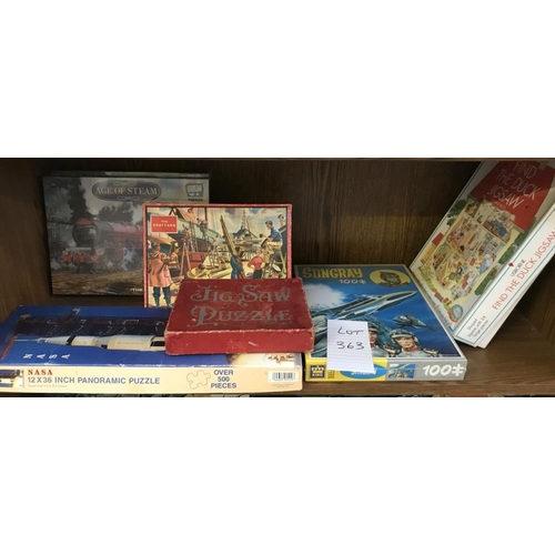 363 - A selection of vintage jigsaws including Stingray, Nasa panoramic puzzle etc. completeness unknown