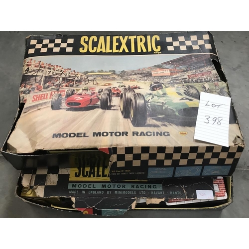 398 - 2  x 1960's Tri-ang Scalextric sets, 1 missing cars, boxes a/f, being sold as seen