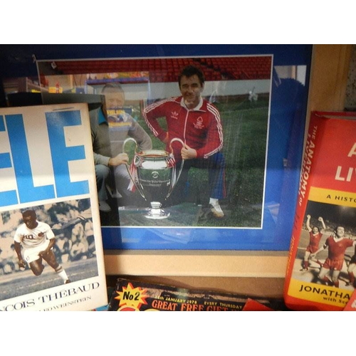 4 - A very interesting lot of football memorabilia on 2 shelves, in excess of 40 books in total, all in ... 