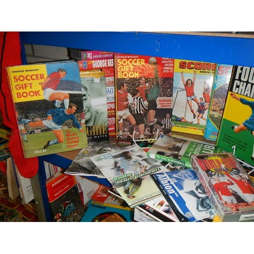 4 - A very interesting lot of football memorabilia on 2 shelves, in excess of 40 books in total, all in ... 