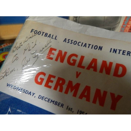 4 - A very interesting lot of football memorabilia on 2 shelves, in excess of 40 books in total, all in ... 