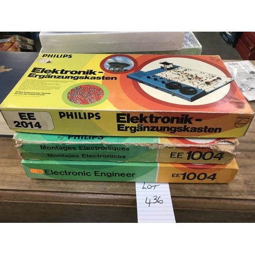 436 - 3 Philips electronic engineer kits EE2014 (sealed) & 2x EE1004 (boxes A/F), may be missing some comp... 