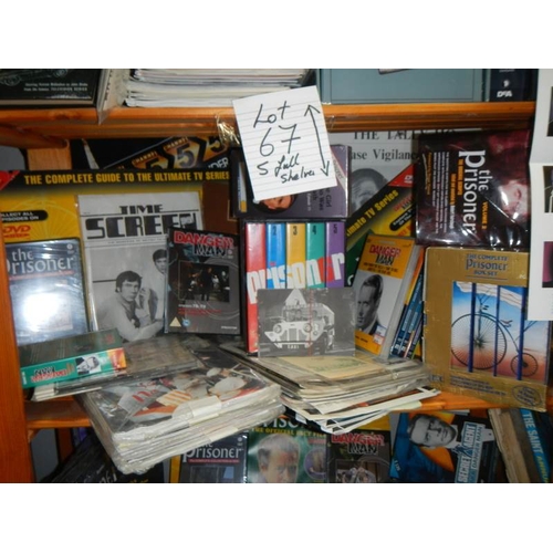 67 - Five shelves of books including The Prisoner, Dangerman etc.,