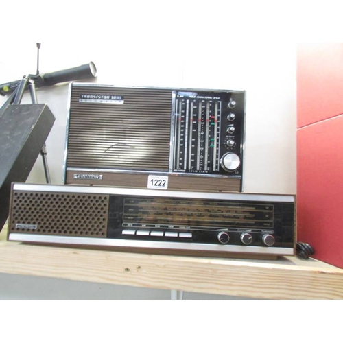 1222 - A Grundig radio RF 431 GB and a Grundig radio 1001, untested.