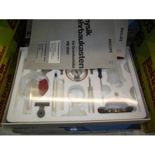 142 - 4 German Philips physics kits, PE1550, some components may be missing, being sold as seen. Collect o... 