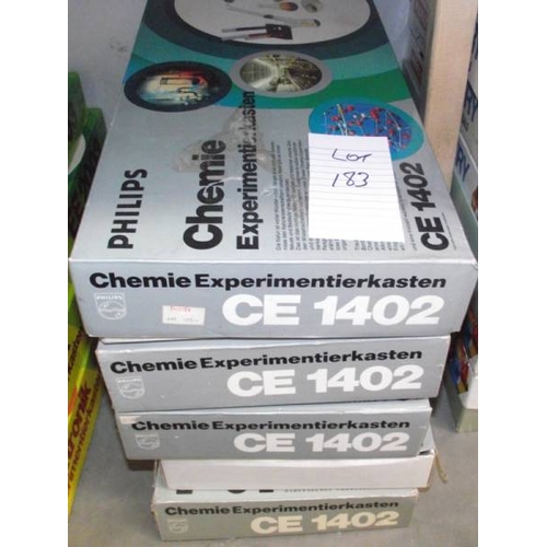 183 - 5 German Philips chemistry sets, CE1402, some components may be missing, being sold as seen. Collect... 