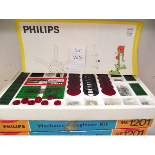 205 - 6 Philips mechanical engineers kits ME1201, some components may be missing, being sold as seen, coll... 