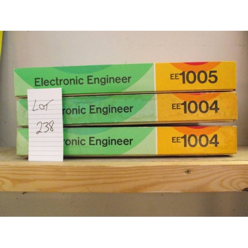 238 - 3 Philips electronic engineer kits, EE1004 x 2, EE1005, all sealed inside, being sold as seen, colle... 