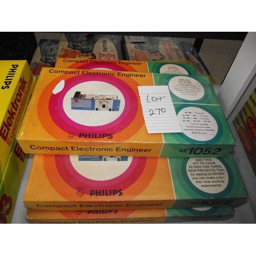 270 - 5 Philips compact electronic engineer kits EE1052, some components may be missing so being sold as s... 
