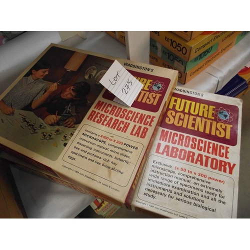 275 - 2 Waddingtons future scientist series micro science lab kits, microscopes present but some component... 