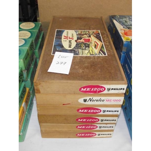 277 - 5 Philips and 1 Norelco mechanical engineer kits  in wooden boxes (1 box is empty) ME1200,  some com... 