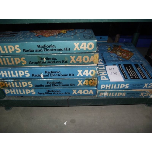 295 - 7  Philips radio and electronic kits, 5 X40 and 2 X20,  some components may be missing so being sold... 