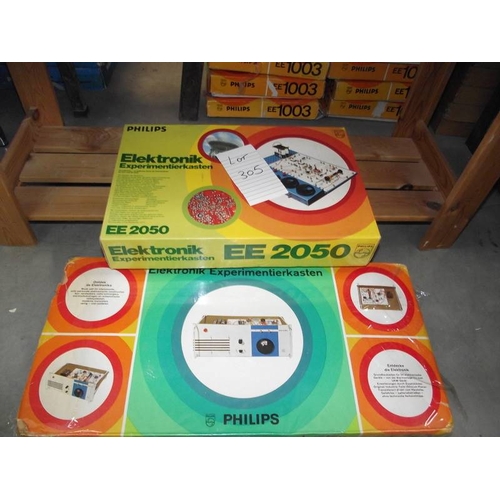 305 - 2 Philips electronic kits, EE1003, EE2050, both sealed inside, being sold as seen, collect only