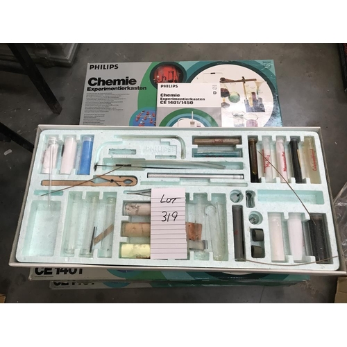 319 - 3 Philips CE1401 German chemistry sets, may be missing some components, so being sold as seen, colle... 