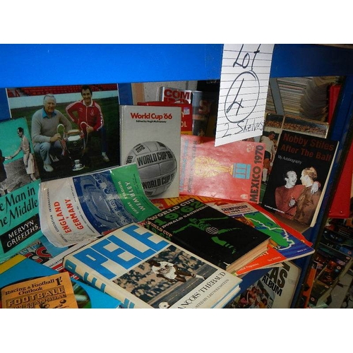 4 - A very interesting lot of football memorabilia on 2 shelves, in excess of 40 books in total, all in ... 