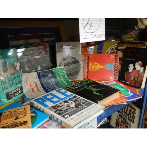 4 - A very interesting lot of football memorabilia on 2 shelves, in excess of 40 books in total, all in ... 